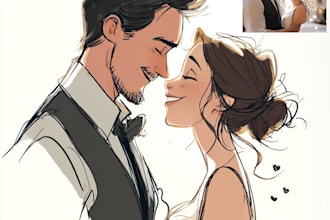 illustrate a romantic family couple portrait