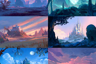 draw pixel art background and landscape