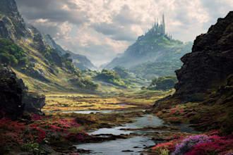 design detailed fantasy landscapes and environments