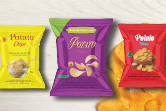 create potato chips, chips, chili, snack label design in your brand