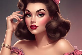 draw a pin up girl and pin up girl character art