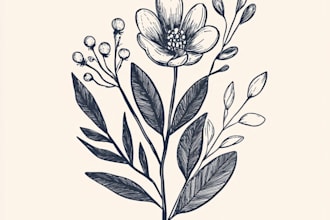 make beautiful elegant hand drawn botanical boho logo design