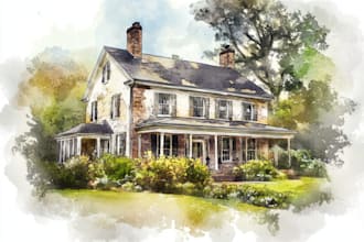 draw a watercolor house painting