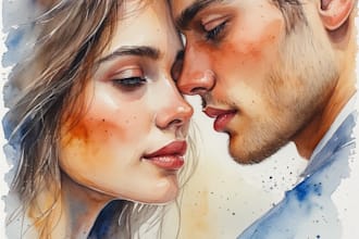 make a custom watercolor portrait of you and your partner