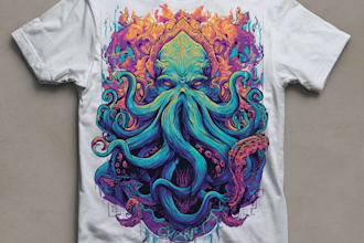 do amazing custom illustration t shirt design