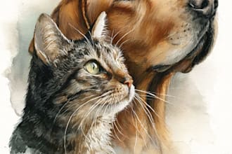 create a custom watercolor pet portrait or pet painting