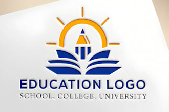 design education library, academy, school, college, institute or university logo