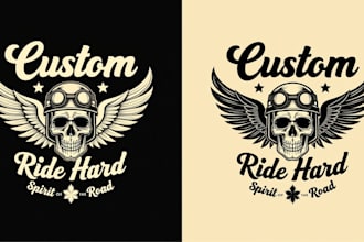 create beautiful biker skull logo