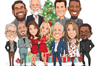 make family christmas caricatures, family holiday caricature