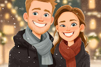 draw awesome cartoon caricature for gift, christmas