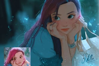 draw your portrait in magical disney inspired fairytale