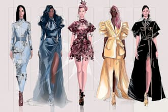create custom digital fashion illustrations for designers