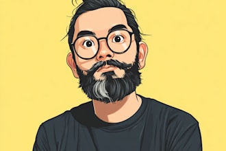 draw cute cartoon portrait for profile picture, icon or logo