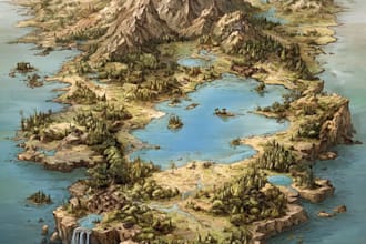 design fantasy map illustration, country city map, vector world map cartography