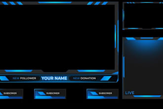 design animated twitch, stream overlay, twitch logo and emotes