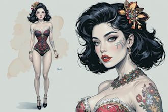 pin up girl and pin up girl illustration