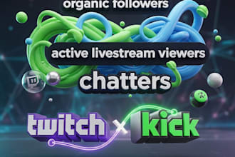 do organic followers, active livestream viewers, chatters, twitch kick promotion