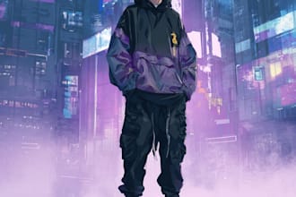 design an cyberpunk, lofi or streetwear anime illustrations