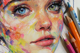 do expressive colorful abstract portraits