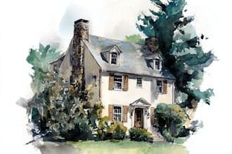 create house and building photo into watercolor art