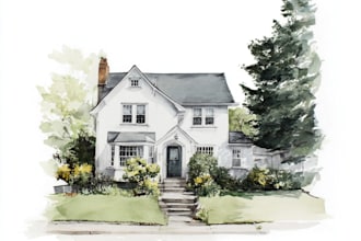 create house and building photo into watercolor art