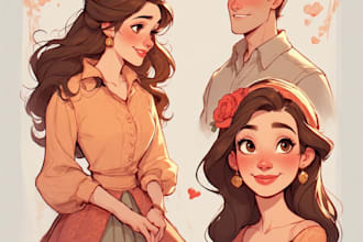 paint a beautiful watercolor couple portrait