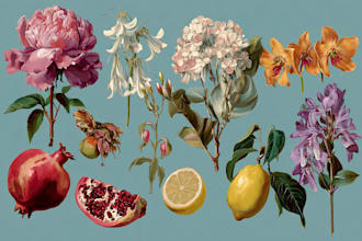 paint digital botanical fruit plants illustration