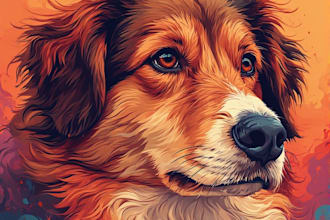 draw realistic digital pet portrait painting from photo