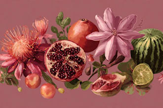 draw a digital illustration of any fruit, plant, flower etc