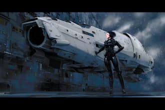 draw a realistic sci fi alien gundam character concept art
