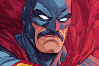 create a superhero caricature for a family or a business group