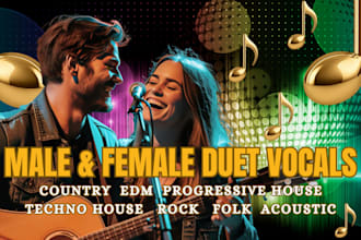 deliver male and female vocals, soulful music rnb caribbean zouk pop duet singer