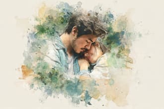 paint custom watercolor portrait as a digital painting