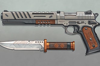custom weapon gun, knife or itens, finished 2d concept