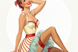 design pin up girl and pin up girl illustration