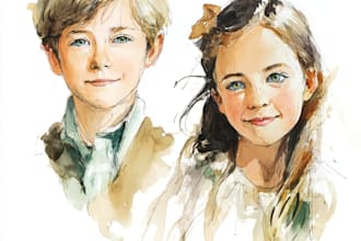 custom watercolor family portrait from photo