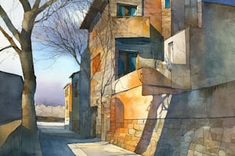 draw original watercolor landscape or architecture art