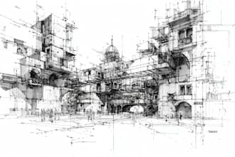 hand draw architecture and urban design sketches