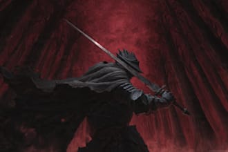 draw custom dark berserk style art in high quality