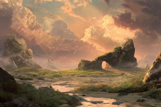 digitally paint fantasy landscape