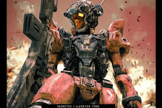 create retro mecha or scifi gundam art