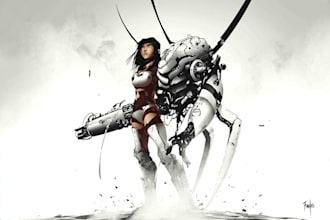 create retro mecha or scifi gundam art