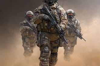 do a realistic military, war, or sci fi illustrations