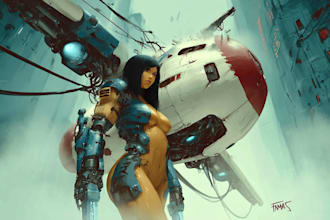 create retro mecha or scifi gundam art