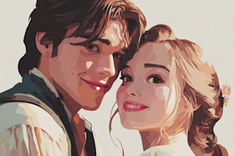custom disney style couple character art