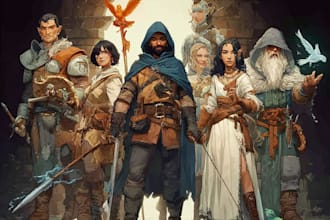 draw original dnd or rpg character art mpas party for you