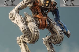 create futuristic sci fi robot character art for games