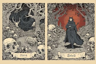do a medieval woodcut gothic etching illustration
