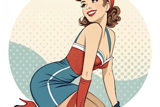 draw custom sexy pin up girl artwork with retro charm