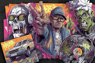 draw dope cartoons, album cover, punk, rock, hiphop etc